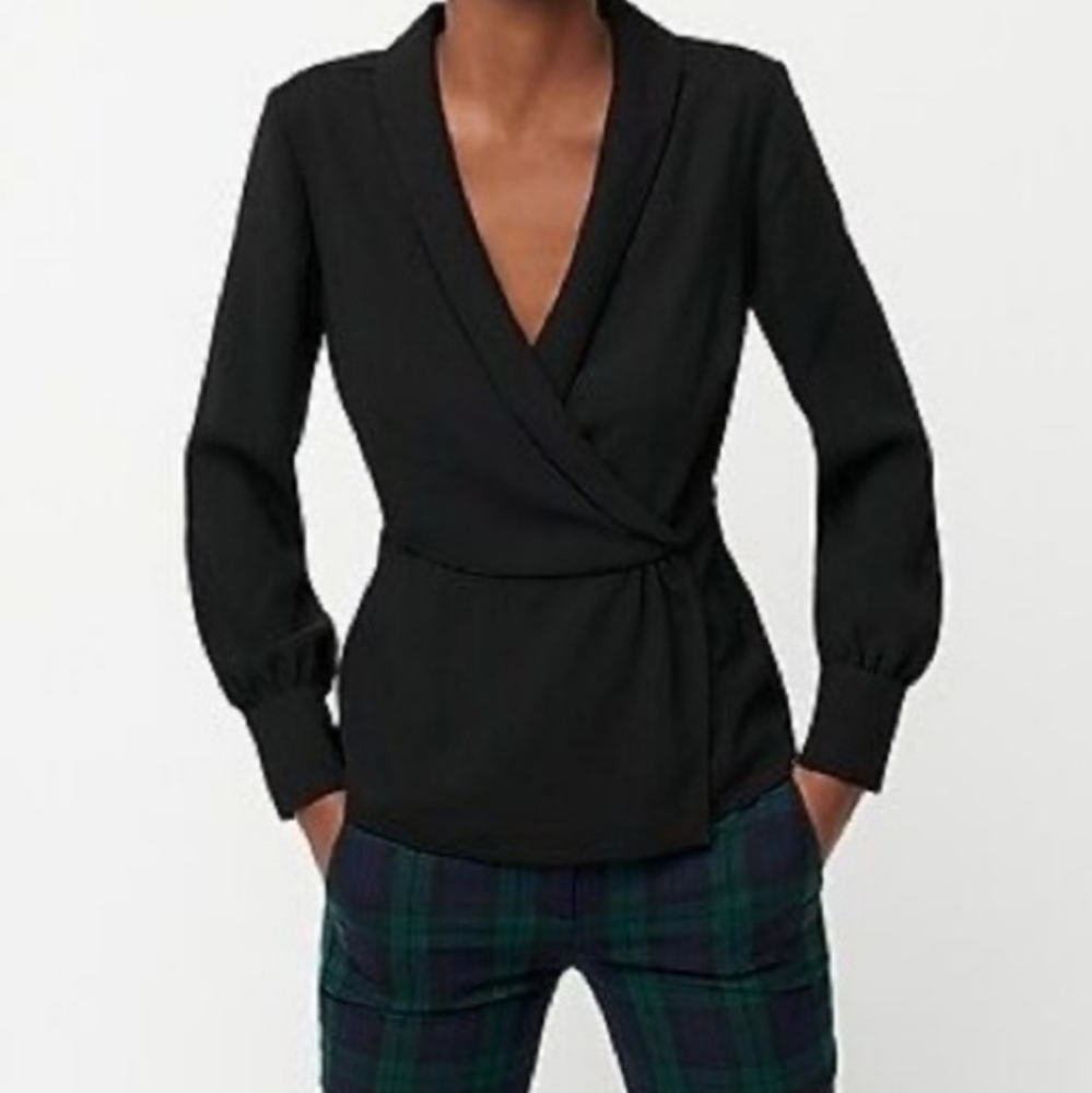 J. CREW NWT Black DRAPEY FAUX Wrap BLOUSE, $89
